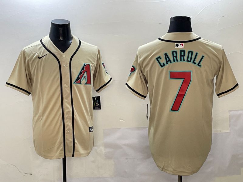 Men Arizona Diamondback #7 Carroll Cream Game 2025 Nike MLB Jersey style 1